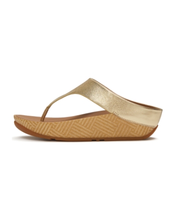 FitFlop Lulu Lux Graphic-Weave Leather Toe-Post Sandals Platino