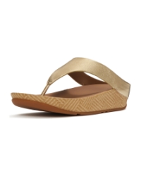 Lulu Lux Graphic-Weave Leather Toe-Post Sandals Platino