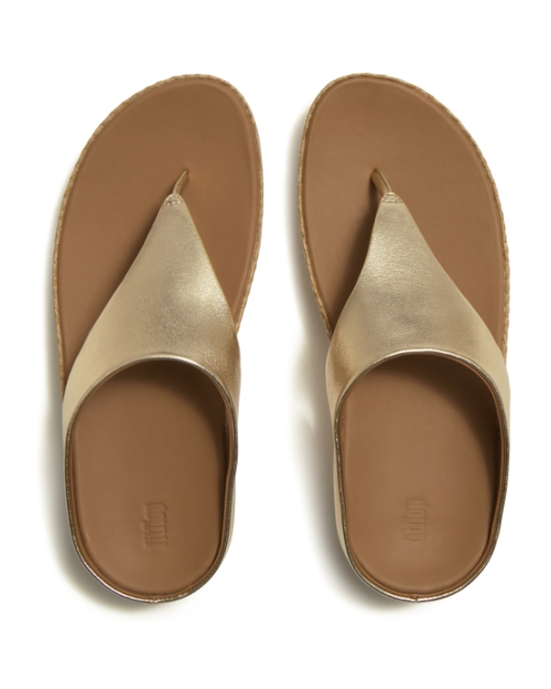 Lulu Lux Graphic-Weave Leather Toe-Post Sandals Platino