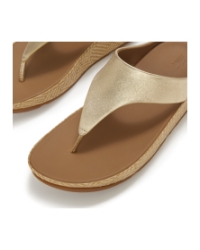Lulu Lux Graphic-Weave Leather Toe-Post Sandals Platino