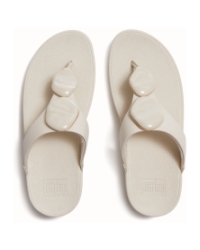 Lulu Marbled-Stone Toe-Post Sandals Paris Beige