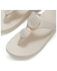 Lulu Marbled-Stone Toe-Post Sandals Paris Beige