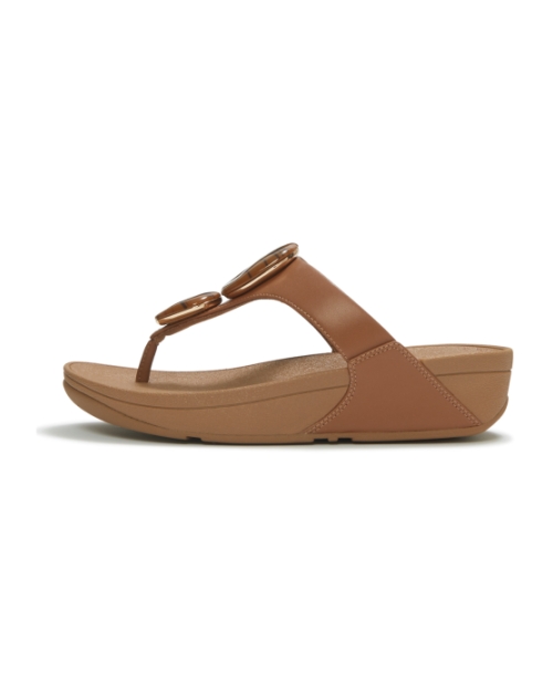 Lulu Marbled-Stone Toe-Post Sandals Deep Tan