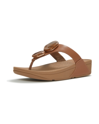 FitFlop Lulu Marbled-Stone Toe-Post Sandals Deep Tan