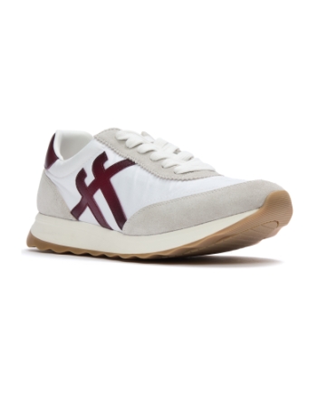 FitFlop Retro-Q FF Fabric/Suede Trainers Urban White/Dark Merlot