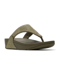 Lulu Shimmerglitz Toe-Post Sandals Deep Olive