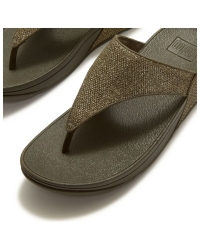 Lulu Shimmerglitz Toe-Post Sandals Deep Olive
