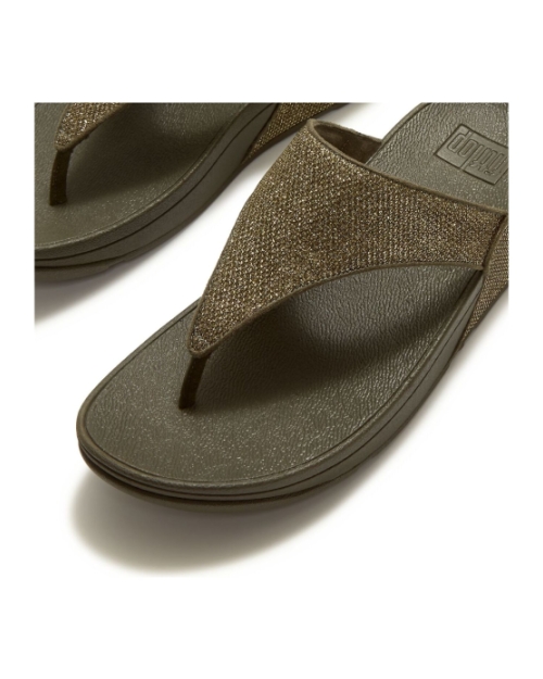 Lulu Shimmerglitz Toe-Post Sandals Deep Olive