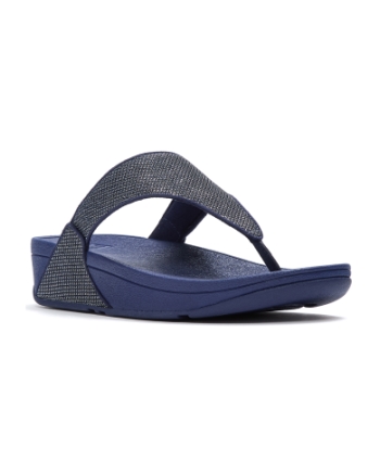 FitFlop Lulu Shimmerglitz Toe-Post Sandals Nightfall Blue