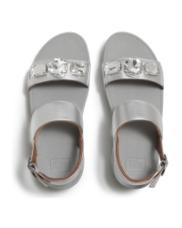 Lulu Ultra-Jewel Metallic Back-Strap Sandals Silver