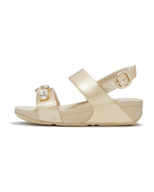 Lulu Ultra-Jewel Metallic Back-Strap Sandals Platino