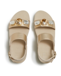 Lulu Ultra-Jewel Metallic Back-Strap Sandals Platino