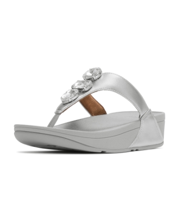 FitFlop Lulu Ultra-Jewel Metallic Toe-Post Sandals Silver