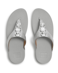 Lulu Ultra-Jewel Metallic Toe-Post Sandals Silver