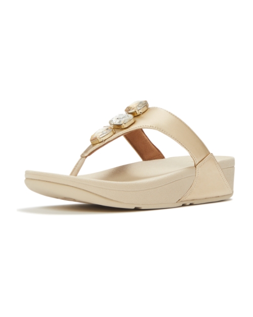 Lulu Ultra-Jewel Metallic Toe-Post Sandals Platino