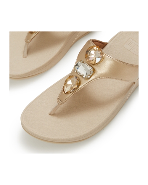 Lulu Ultra-Jewel Metallic Toe-Post Sandals Platino