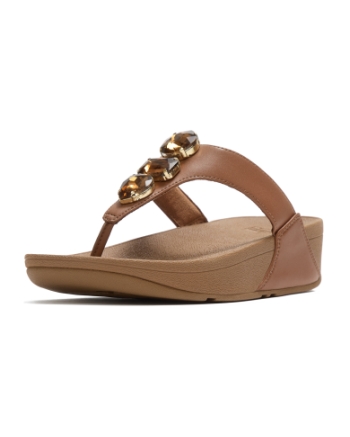 FitFlop Lulu Ultra-Jewel Toe-Post Sandals Deep Tan
