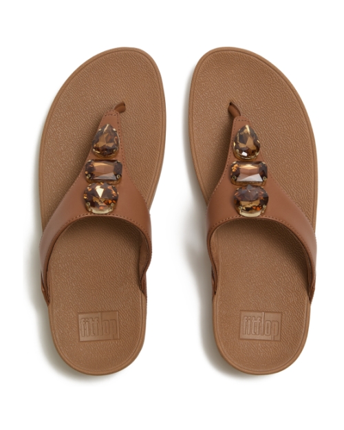 Lulu Ultra-Jewel Toe-Post Sandals Deep Tan