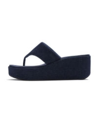 Platfforms Denim Wedge Toe-Post Sandals Dark Denim