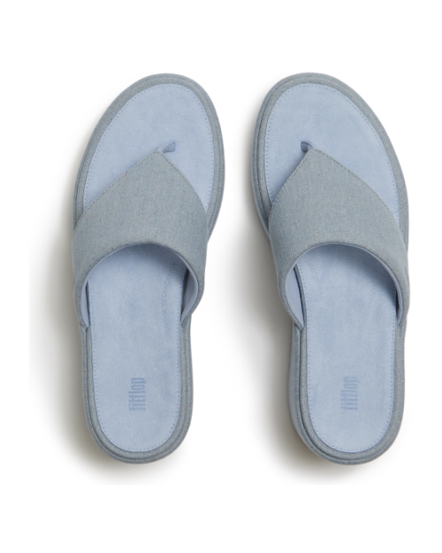 Platfforms Denim Wedge Toe-Post Sandals Light Denim