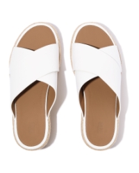 Platfforms Espadrille Leather Wedge Cross Slides Urban White