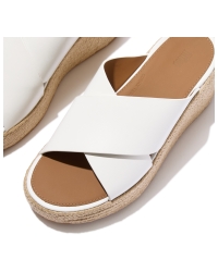 Platfforms Espadrille Leather Wedge Cross Slides Urban White