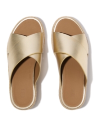Platfforms Espadrille Leather Wedge Cross Slides Platino