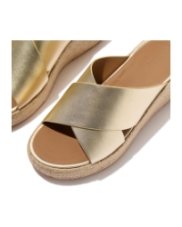 Platfforms Espadrille Leather Wedge Cross Slides Platino