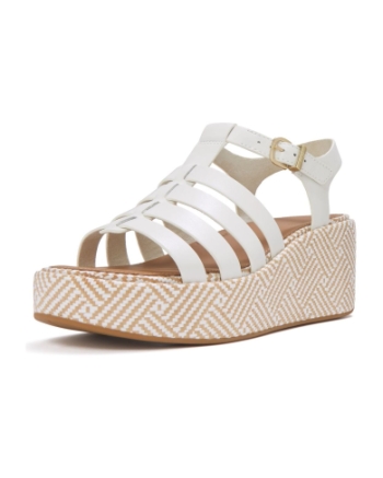 FitFlop Platfforms Graphic-Weave Leather Fisherman Sandals Urban White
