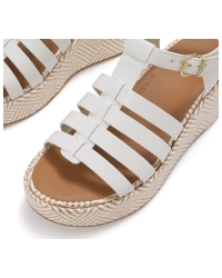 Platfforms Graphic-Weave Leather Fisherman Sandals Urban White