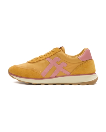 FitFlop Retro-Q FF Fabric/Suede Sneakers Turmeric/Desert Blush