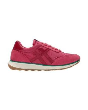 FitFlop Retro-Q FF Fabric/Suede Sneakers Berry Rose/Marine Green