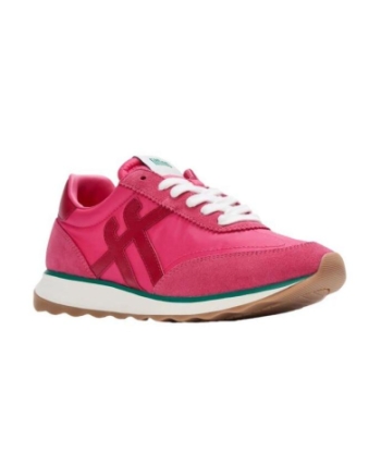 FitFlop Retro-Q FF Fabric/Suede Sneakers Berry Rose/Marine Green