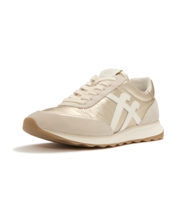 FitFlop Retro-Q FF Metallic-Fabric/Suede Sneakers Platino