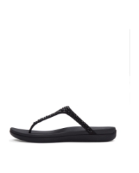Solay Mixed-Crystal Toe-Post Sandals Black