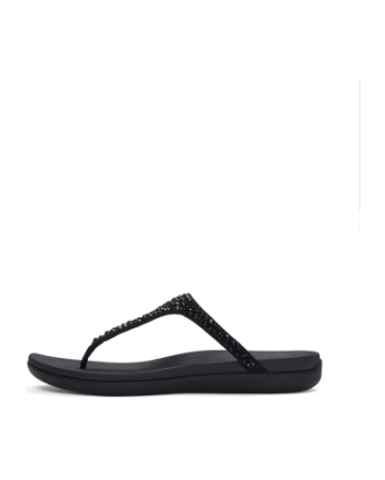 FitFlop Solay Mixed-Crystal Toe-Post Sandals Black
