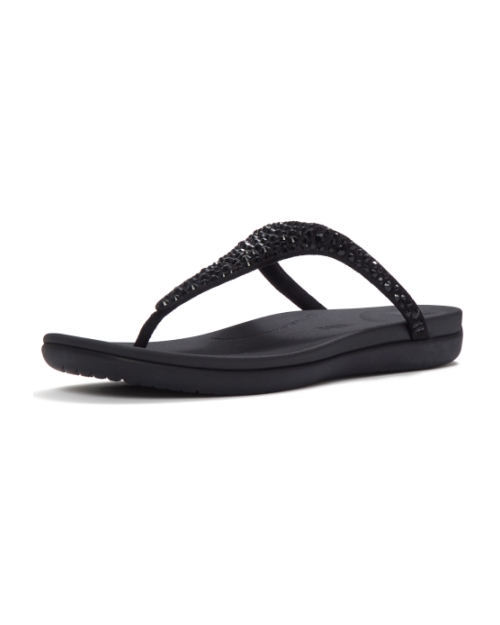 Solay Mixed-Crystal Toe-Post Sandals Black