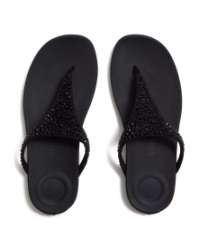 Solay Mixed-Crystal Toe-Post Sandals Black