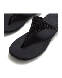 Solay Mixed-Crystal Toe-Post Sandals Black