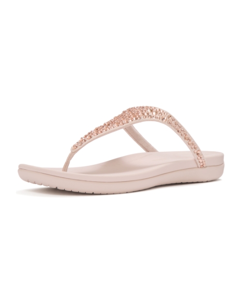 Solay Mixed-Crystal Toe-Post Sandals Nude Rose