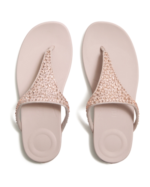 Solay Mixed-Crystal Toe-Post Sandals Nude Rose