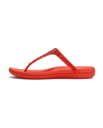 FitFlop Solay Mixed-Crystal Toe-Post Sandals Cherry Tomato