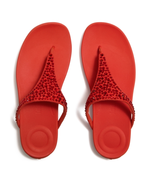 Solay Mixed-Crystal Toe-Post Sandals Cherry Tomato