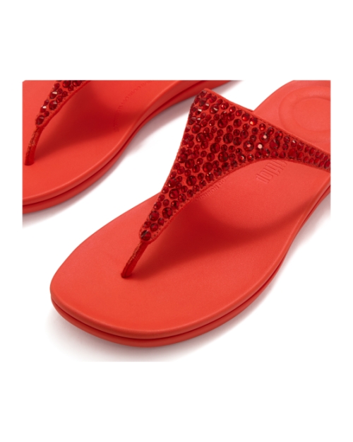 Solay Mixed-Crystal Toe-Post Sandals Cherry Tomato
