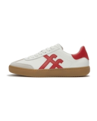The Dash Mens T-Toe Leather Sneakers Urban White/Pomegranate Red