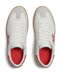 The Dash Mens T-Toe Leather Sneakers Urban White/Pomegranate Red