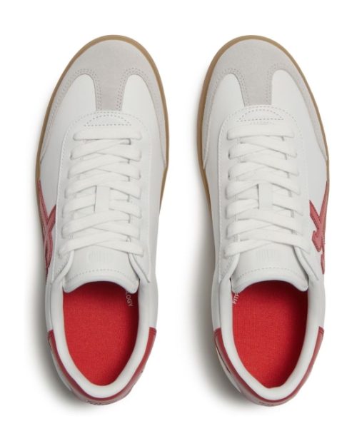 The Dash Mens T-Toe Leather Sneakers Urban White/Pomegranate Red