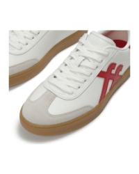 The Dash Mens T-Toe Leather Sneakers Urban White/Pomegranate Red