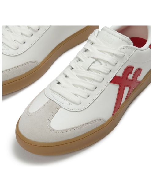 The Dash Mens T-Toe Leather Sneakers Urban White/Pomegranate Red