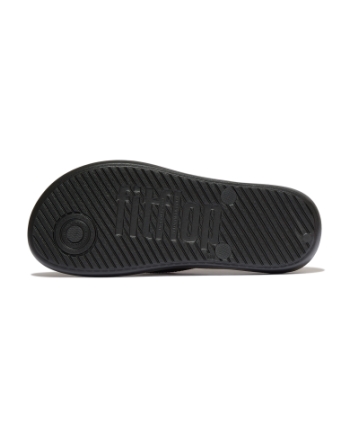 FitFlop Iqushion Mens Textured-Strap Flip-Flops All Black